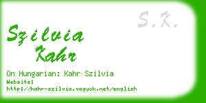 szilvia kahr business card